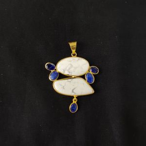 1 Piece Mix Gemstone Pendant Gold Finish | Multicolour Centre Pendant 1 to 2.5 Inch | For Necklace Making