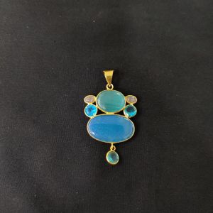 1 Piece Mix Gemstone Pendant Gold Finish | Multicolour Centre Pendant 1 to 2.5 Inch | For Necklace Making
