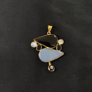 1 Piece Mix Gemstone Pendant Gold Finish | Multicolour Centre Pendant 1 to 2.5 Inch | For Necklace Making