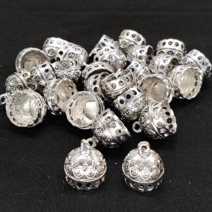 Oxidised Silver Jhumka Frame, Round (Dot)
