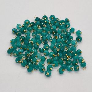 Agate Rondelle Loreals, 4x2mm, Gold Finish, (Peacock Green), Pack Of 50 Pcs