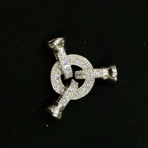 CZ Stone 3 side Clasp, Silver Finish, Sold By 1 set