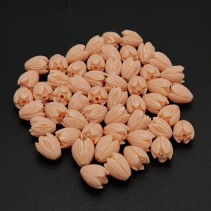 Coral Replica Synthetic Beads, Tulip Shape, 10x8mm, Pack Of 20 Pcs, Light Peach