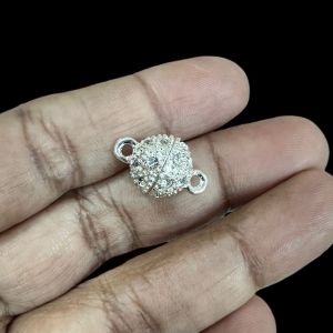Rhinestone Magnetic Clasp, Silver Finish, 10mm, Sold by 1 piece