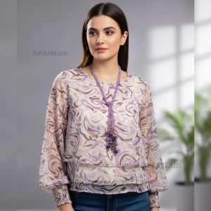  Boho Knot Necklace – Adjustable 2-Line Long Beaded Statement Necklace | Multi-Gem Beads | Wear as Knot Style / Layered Style