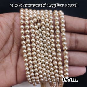 Swarovski Replica Pearls (Good Shine),Light gold, 4mm