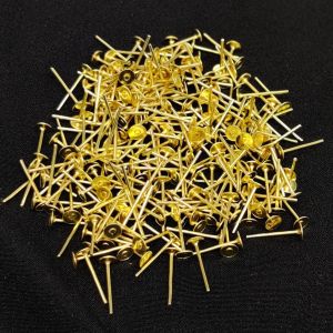 Earpost, Gold, 4mm, Pack Of 25 Gms