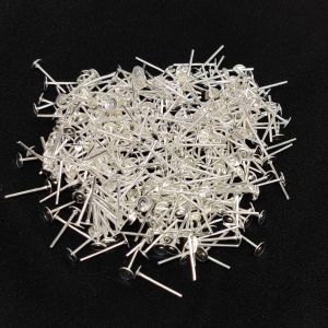 Earpost, Silver, 4mm, Pack Of 25 Gms