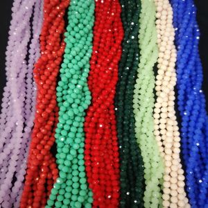 Glass Opaque Crystals, 8mm, Rondelle, Assorted, Pack Of 8 colors