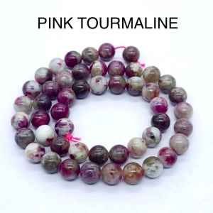 Natural Gemstone Beads, (PINK TOURMALINE) 8mm
