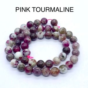 Natural Gemstone Beads, (PINK TOURMALINE) 8mm