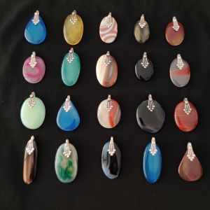Pack of 20 pieces Premium Quality Lace Agate Pendants, Assorted, Gold Finish