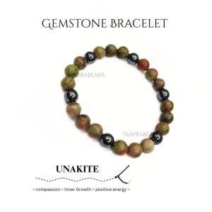 Navrabeads Unakite Mix 8mm Round Beaded Bracelet for Men/Unisex | Gemstone Energy Bracelet for Balance, Strength & Calm | Handcrafted Stretchable Bracelet Made in India | Stylish Spiritual Jewelry for Daily Wear