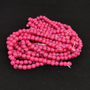 Printed Glass Beads, 8mm, Round, Pink, 30"(100 Beads Approx)