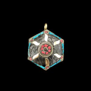 Tibetan Hexagon Shaped Pendant, Black Colour