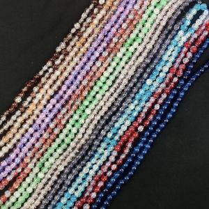10(30”) lines Crackle Glass Beads, 8mm Round,Assorted