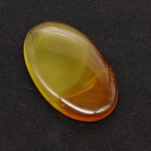 Lace/Banded Agate Cabochon, Oval, Yellowish Brown