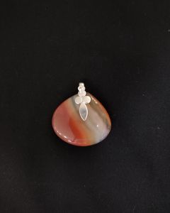 Natural Lace Agate Pendant,Oval,Orange Double Shade