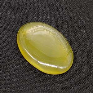 Lace/Banded Agate Cabochon, Oval, Light Yellow
