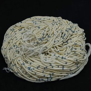 Seed Beads Bunch, Set Of 10 Lines, Cream And Grey