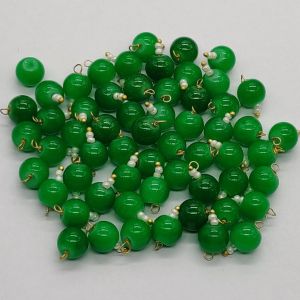 8mm Glass Beads Loreals, Gold Finish, Light Green, Pack Of 50 Pieces