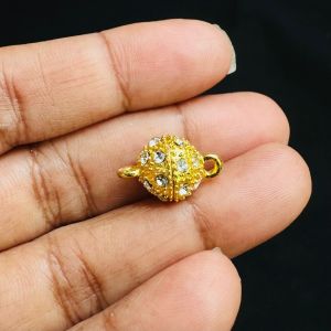 Rhinestone Magnetic Clasp, Gold Finish, 10mm, Sold by 1 piece
