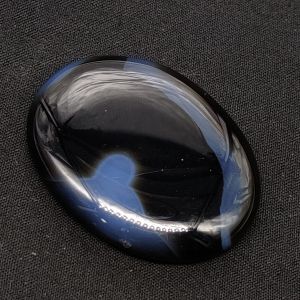 Lace/Banded Agate Cabochon, Oval, Blackish Brown And Light Blue