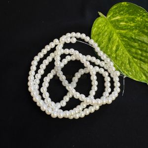 Glass Pearl Beads, 6mm, White