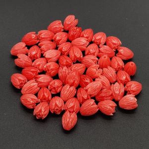Coral Replica Synthetic Beads, Tulip Shape, 10x8mm, Pack 20 Pcs,ORANGE
