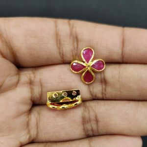 Navrabeads Single Piece CZ Stone 3 Hole Flower Connector Gold Finish White – 12x7 mm | Jewellery Connector for DIY Designs