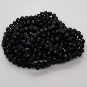 Glass Beads, Pumpkin Shape, 8mm, Black