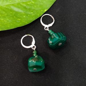 Agate (Rondelle) Earrings, Green