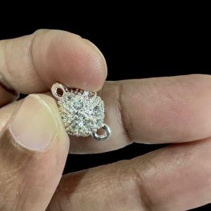 Rhinestone Magnetic Clasp, Silver Finish, 10mm, Pack of 100