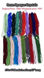 Glass Opaque Crystals, 8mm, Rondelle, Assorted, Pack Of 20 colors