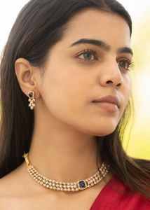 Navrabeads American Diamond Necklace Set with Black & White Stones for Women | Classic AD Jewelry with Matching Earrings | Elegant Party, Evening & Wedding Wear Collection