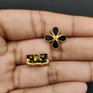 Navrabeads Single Piece CZ Stone 3 Hole Flower Connector Gold Finish White – 12x7 mm | Jewellery Connector for DIY Designs