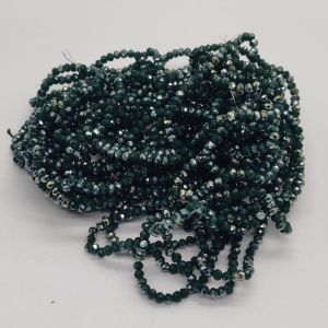 AB Glass Opaque Crystals, Rondelle, 3mm, Dark Green