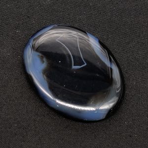 Lace/Banded Agate Cabochon, Light Blue And Blackish Brown