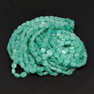 Monolisa (Imitation Cats Eye) Flat Oval Beads, 8x6mm, Light Sea Green