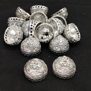 Oxidised Silver Jhumka Frame, Round