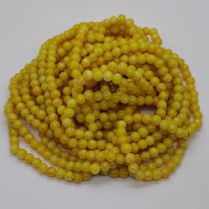 Printed Glass Beads, 8mm, Round, Yellow, 30"(100 Beads Approx)