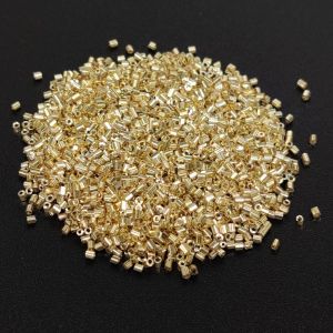 Seed Beads, 14/0, Round Cylinder Shape, Dull Gold, Pack Of 25 Grams