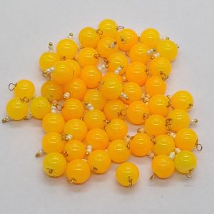 8mm Glass Beads Loreals, Gold Finish, Turmeric Yellow, Pack Of 50 Pieces