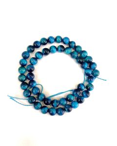 Natural Gemstone Beads, Tiger Eye (Dyed), 8mm Round, Blue