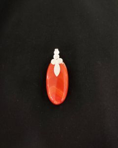 Natural Lace Agate Pendant,Oval,Pink Double Shade