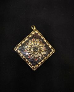 Tibetan Diamond Shaped Flower Pendant ,Multi Color