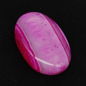 Lace/Banded Agate Cabochon, Oval, Dark Pink