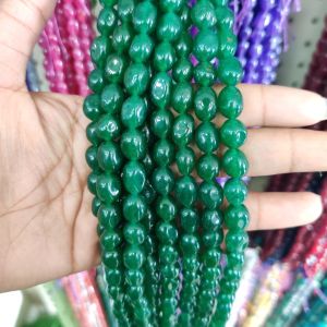 Natural Quartz Beads, (Oval), 8x10mm, Dark Green
