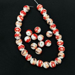 Porcelain Beads, 10mm, Round, Red, Pack of 10 pieces