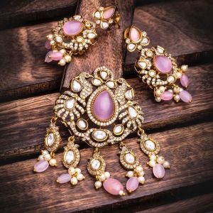 Victorian Pendant With Monolisa Stones, Light Pink
